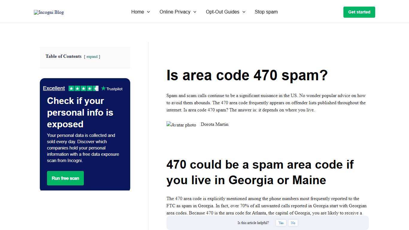 Is area code 470 spam? [2026] Incogni
