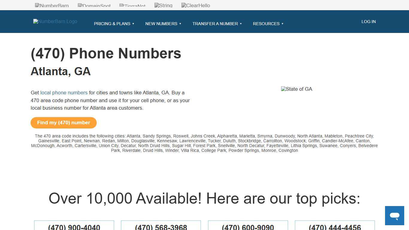 Buy a 470 area code phone number. Map and demographics NumberBarn